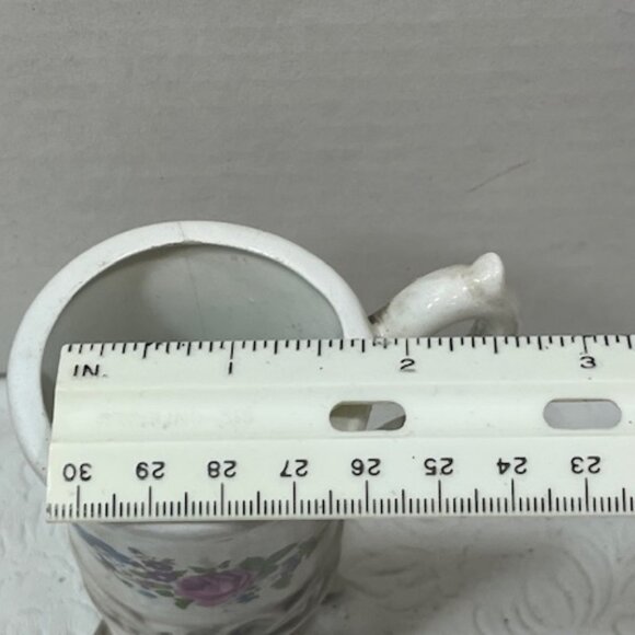 VTG PG Italy Porcelain Floral Footed Tea/Coffee Cup Unique Handle 3.5" Tall - Picture 11 of 14